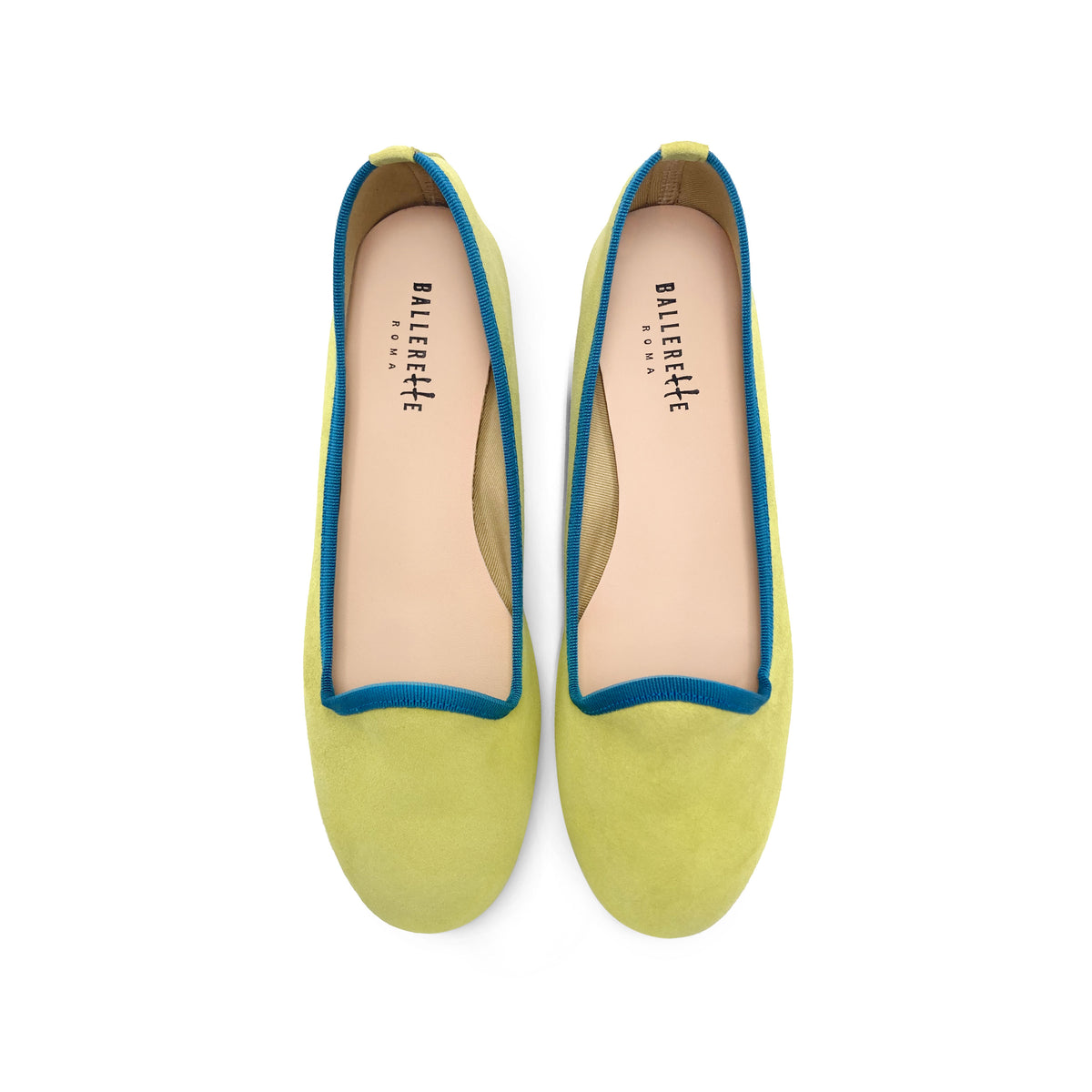 Slippers donna in camoscio verdi lime e dettagli petrolio