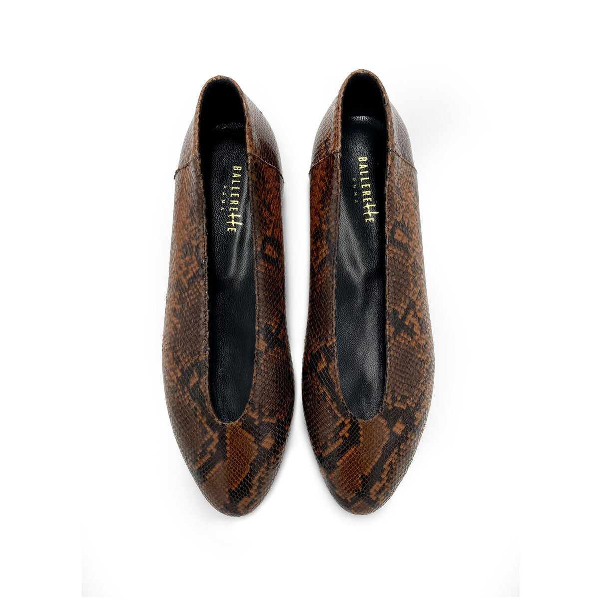 Ballerine accollate in pelle stampa animalier marrone