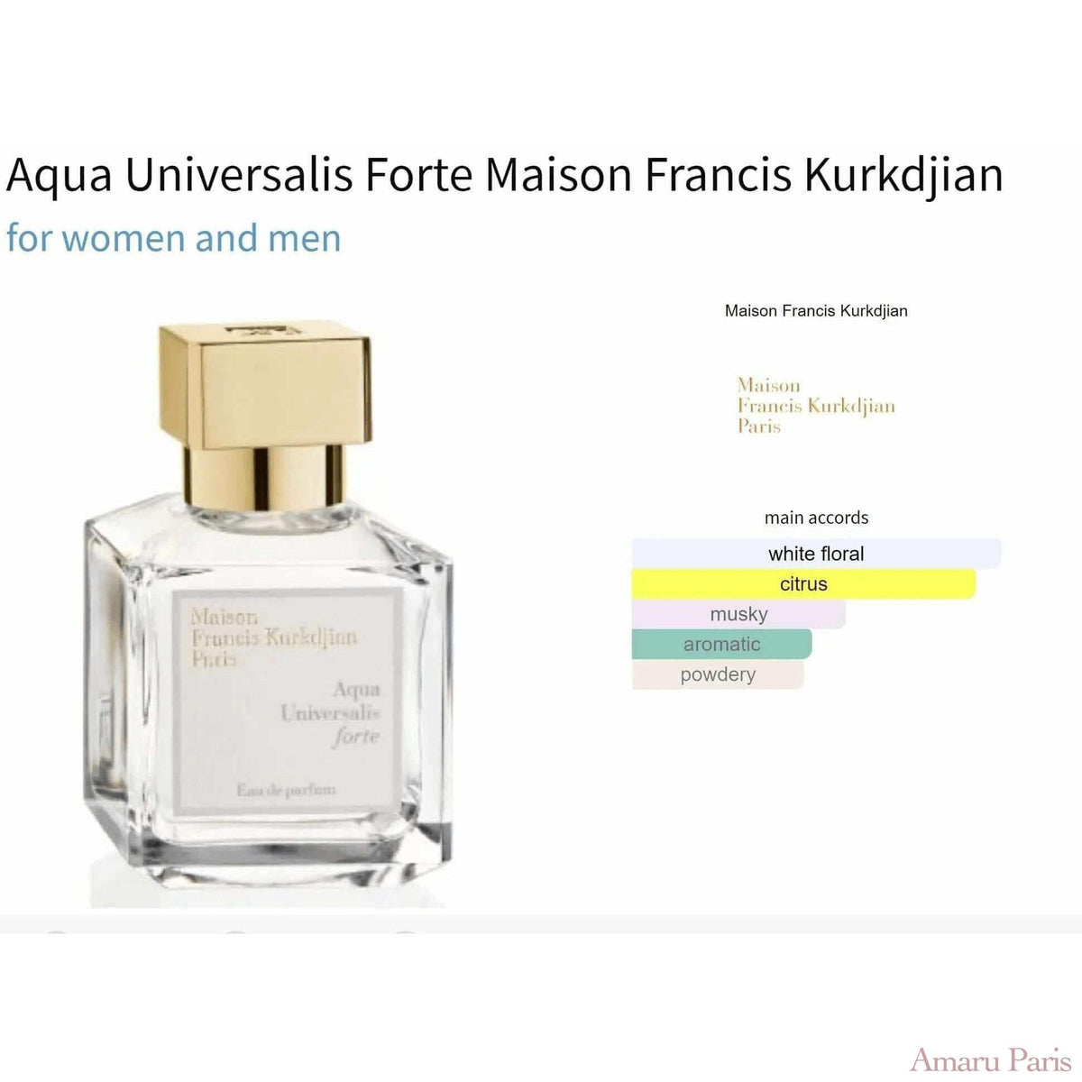 Aqua Universalis Forte Maison Francis Kurkdjian for women and men Decant Fragrance Samples - ParfumAmaruParis