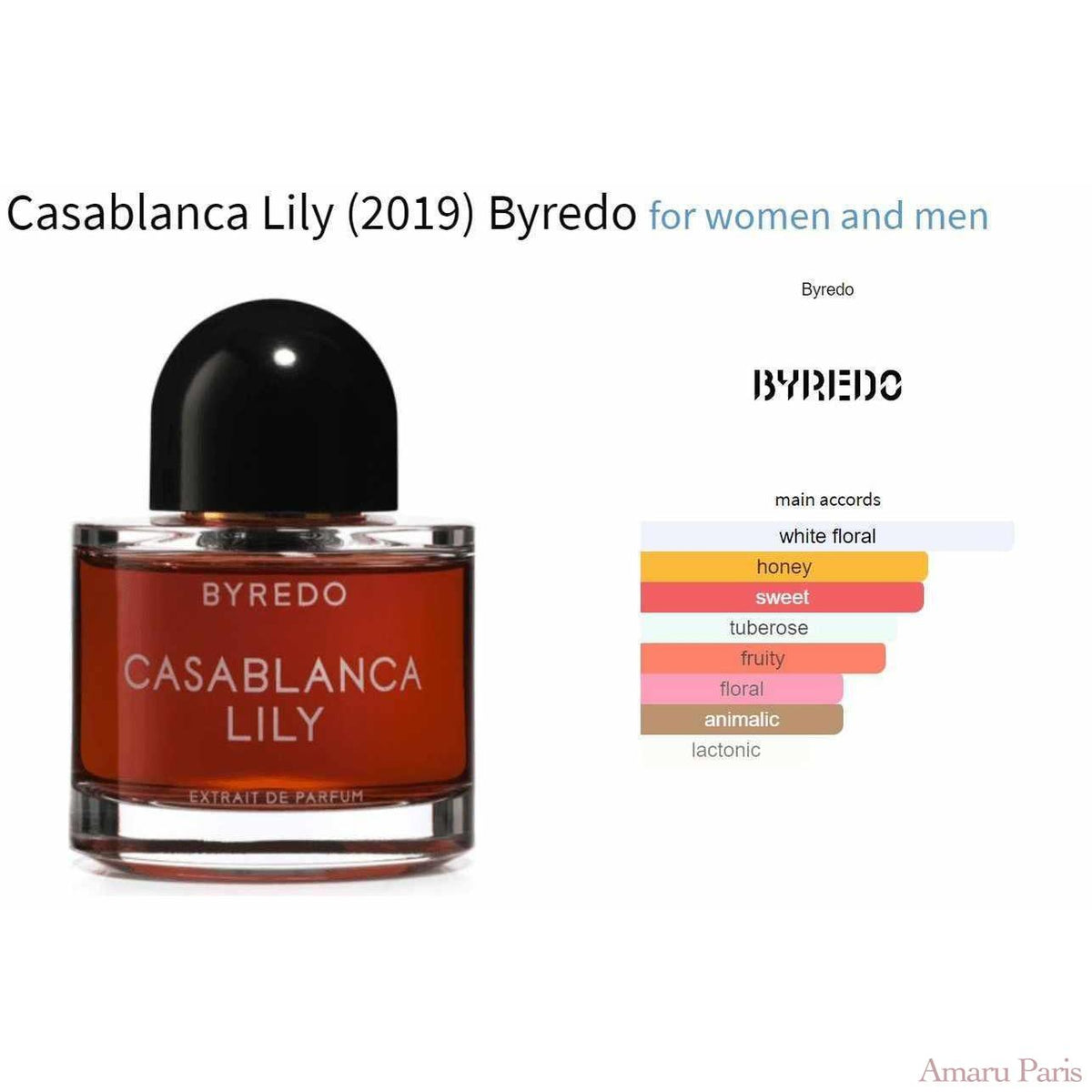 Casablanca Lily (2019) Byredo for women and men Decant Fragrance Samples - ParfumAmaruParis
