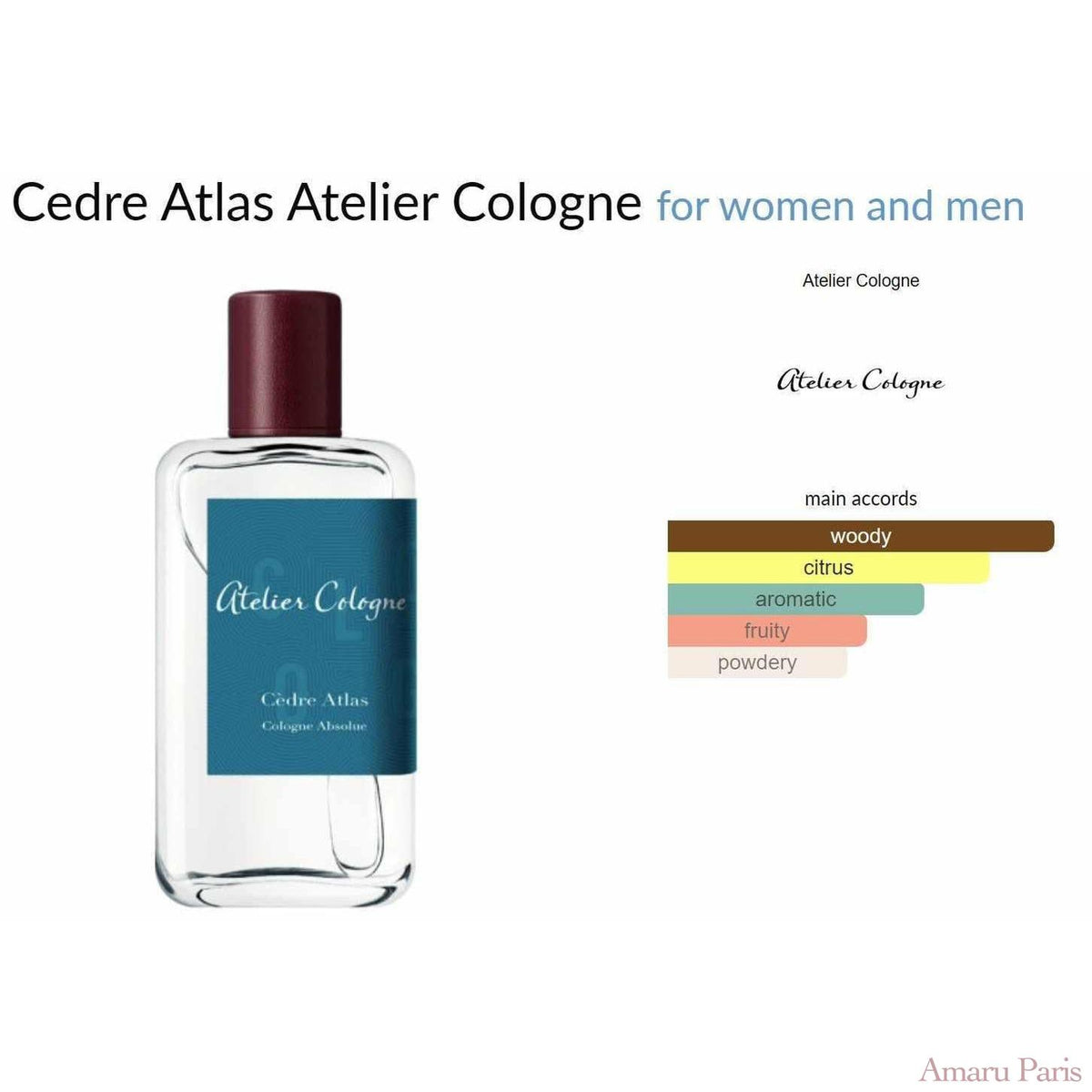 Cedre Atlas Atelier Cologne for women and men - ParfumAmaruParis