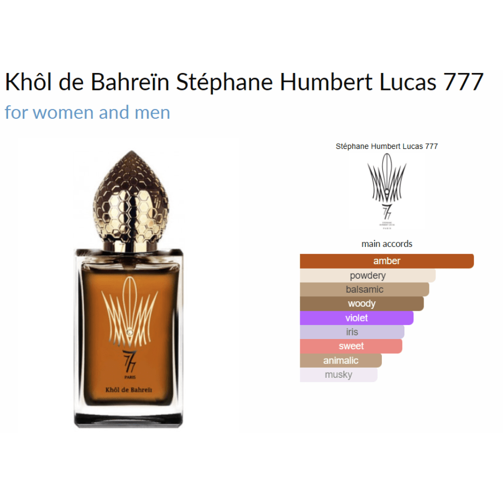 Parfum Khôl de Bahreïn Stéphane Humbert Lucas 777 for women and men - ParfumAmaruParis