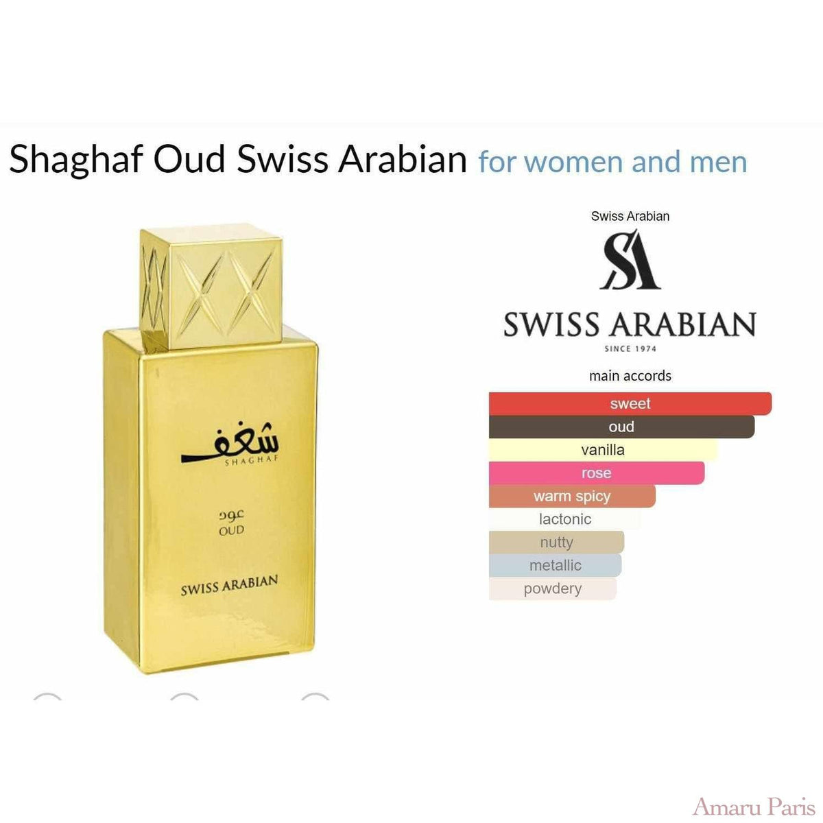 Shaghaf Oud Swiss Arabian for women and men - ParfumAmaruParis