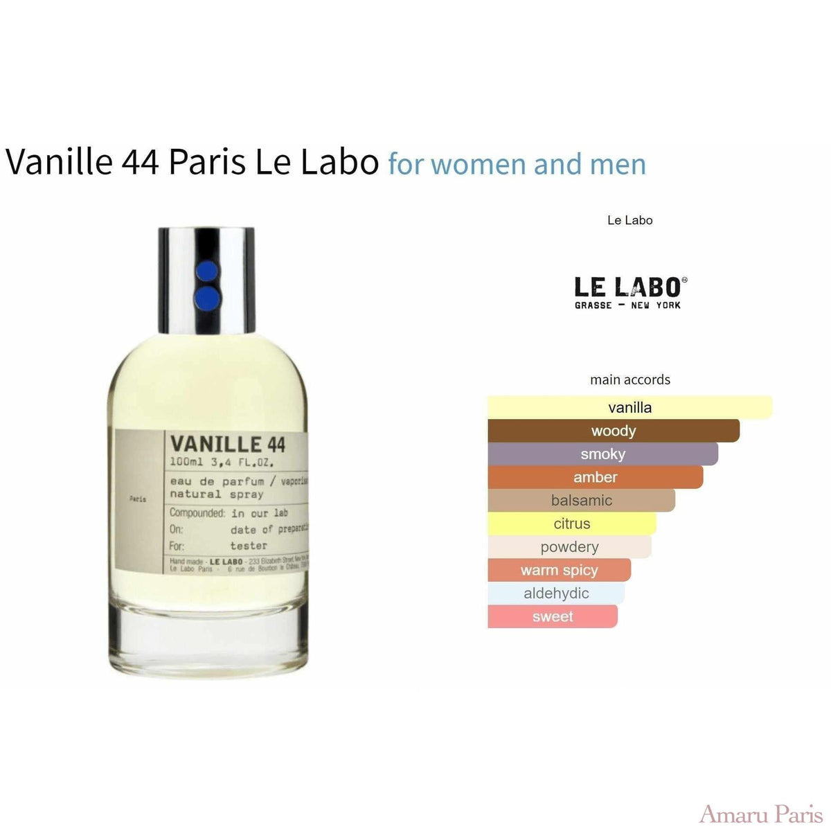 Vanille 44 Paris Le Labo for women and men Sample Fragrance Decant Fragrance Samples - ParfumAmaruParis