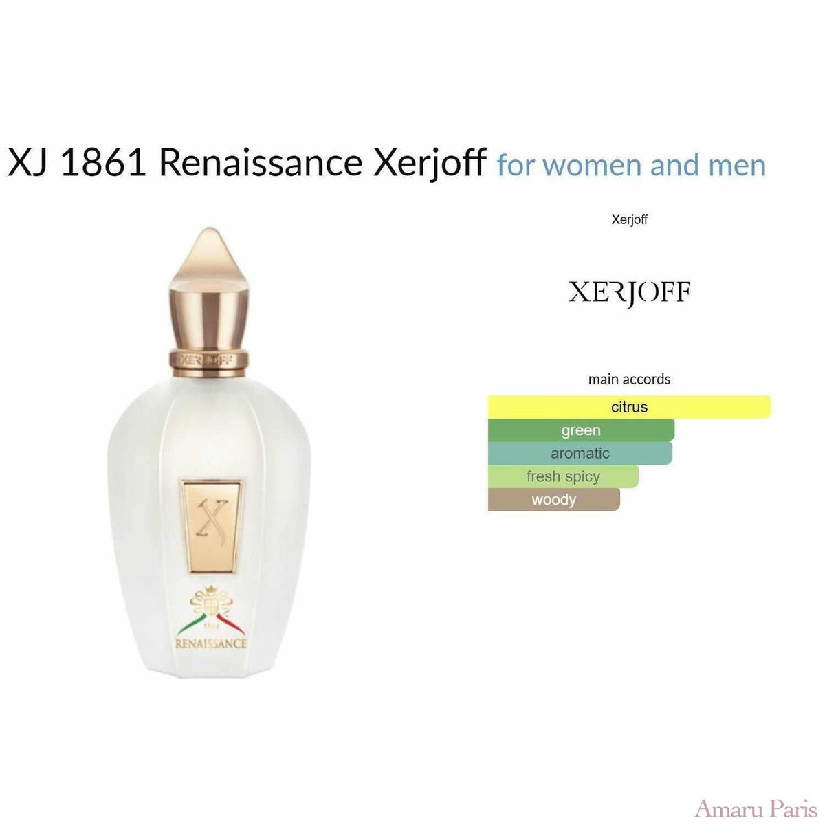 XJ 1861 Renaissance Xerjoff for women and men - ParfumAmaruParis